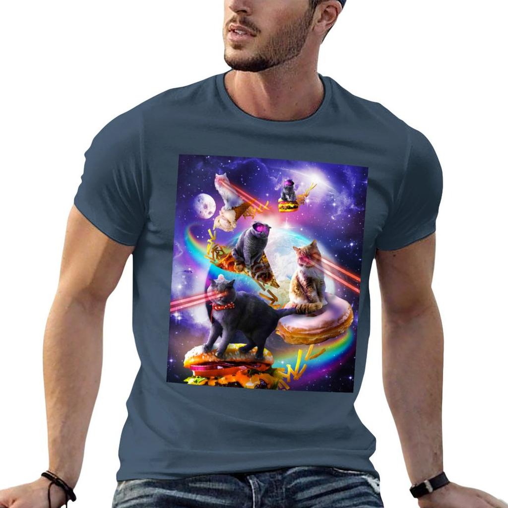 Galaxy Laser Space Cat On Burger Pizza Donut Ice Cream Tshirt Unisex Graphic T Shirt Unisex T Shirts Graphic Tshirt
