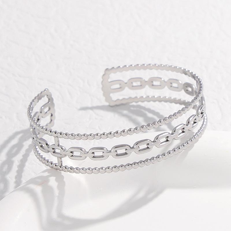 Hypoallergenic Waterproof Minimalist Geometric Chain Open Bracelet Women's Simple Personality Exquisite C-shaped Stainless