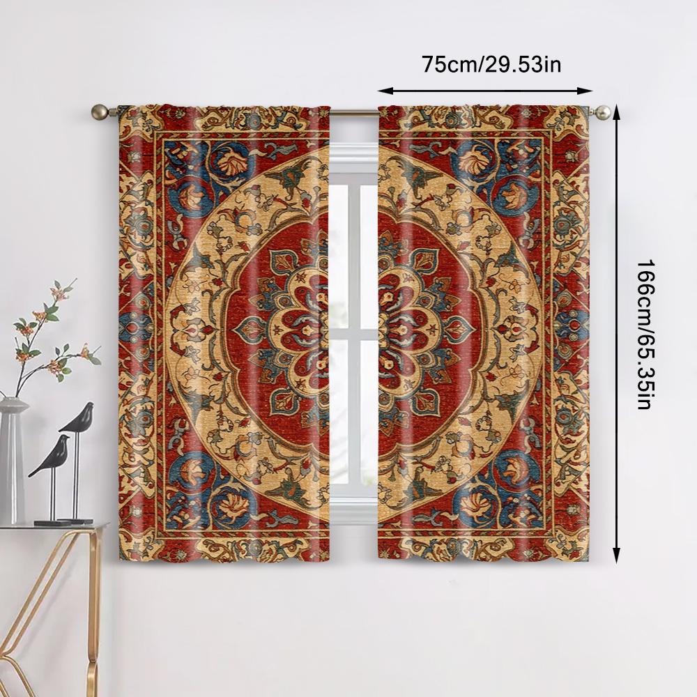 2pc, Curtains Morocco Inspired Abstract Mosaic Durable Polyester,Without Electricity Festive Holiday for Holiday Decor