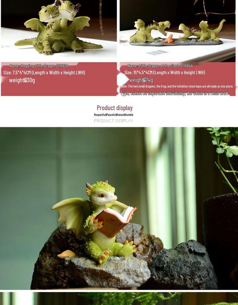 Adorable Cartoon Dragon Resin Ornament - Dinosaur Figure Gift for Friends & Teachers