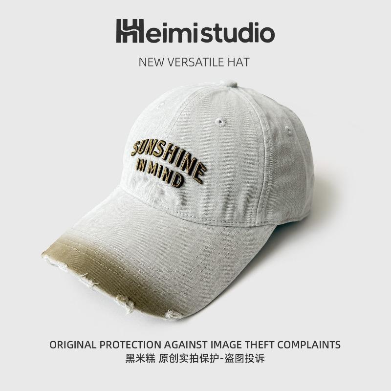 Early autumn new cap retro washed old gradual change color show face small cowboy baseball cap women