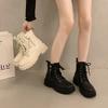 Thick-soled British Martin Boots Women's 2025 New Autumn and Winter Small Man Height Increase Black Lace-up Short Boots