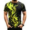 Modny Męski Trendy Krótki Rękaw Seria Płomieni Drukowany 3D Street T-shirt Okrągły Dekolt Casualowy Top