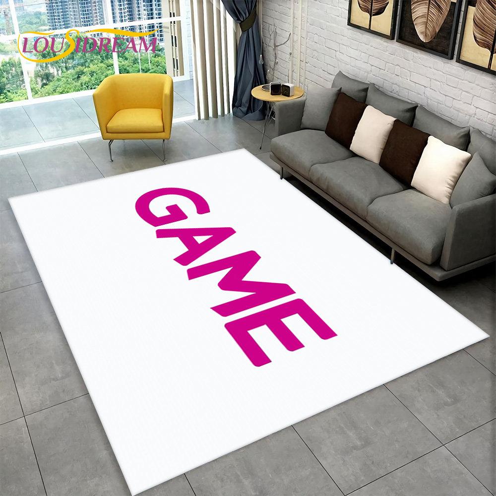 3D Cartoon Gamer Game Over Area Rug,Carpet Rug for Living Room Bedroom Sofa Playroom Doormat Decor,Kids Play Non-slip Floor Mat