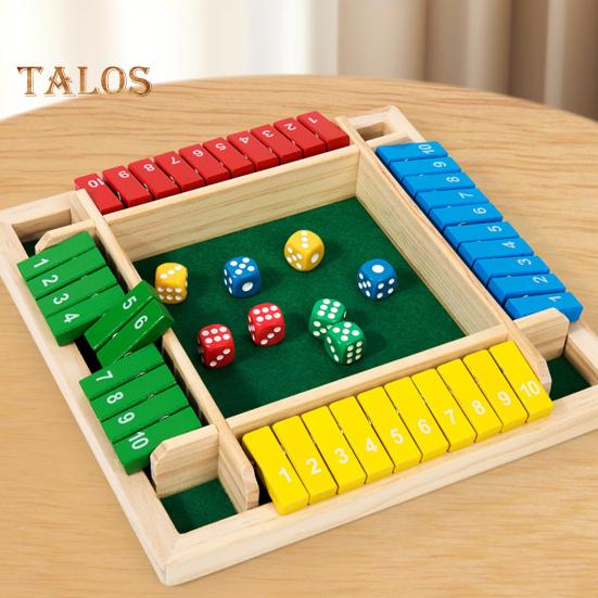 Shut The Box Joc de masă cu zaruri Joc educațional de strategie cu numere de matematică în 4 direcții 4 jucători Copii adulți Petrecere de noapte în familie Jucărie din lemn Close The Box