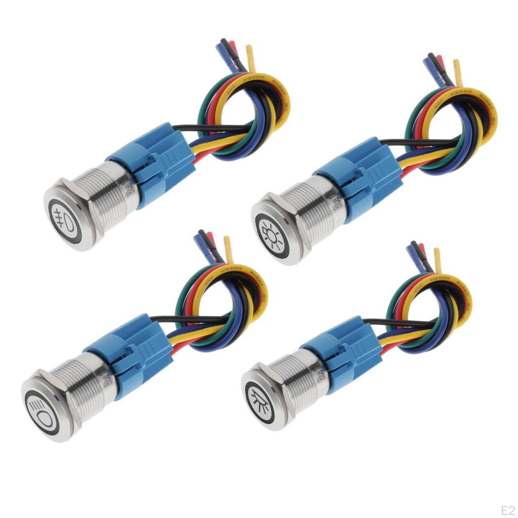 Push Button Switch 5A for Boats Cars Vehicles Blue