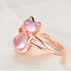Rose Gold Plated Powder Crystal Powder Cat Ring Hibiscus Powder Crystal Diamond Ring