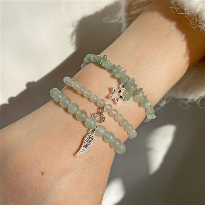 Pack Of 3 Trendy Star And Moon Pendant Bracelets For Women Fashionable Crystal Alloy Writ Chain Jewelry