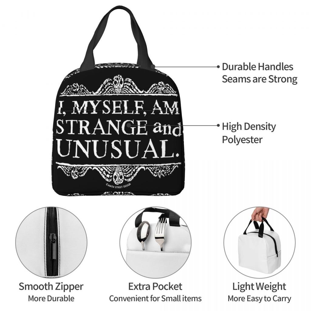 I, Myself, Am Strange And Unusual. Insulated Lunch Bag for Women Kids Portable Food Boxes Thermal Lunch Box Tote