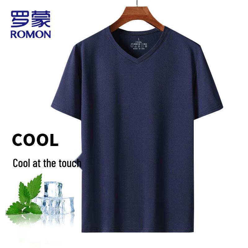Romon Men's Ice Silk Quick-Dry V-Neck T-Shirt