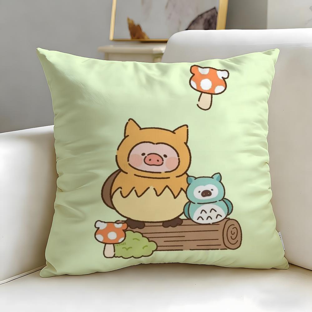 popular cartoon character pig pink Lulu Cushion Cover Soft & Easy-Wash Pillow Case – Versatile for Couch, Bed, Travel and Office