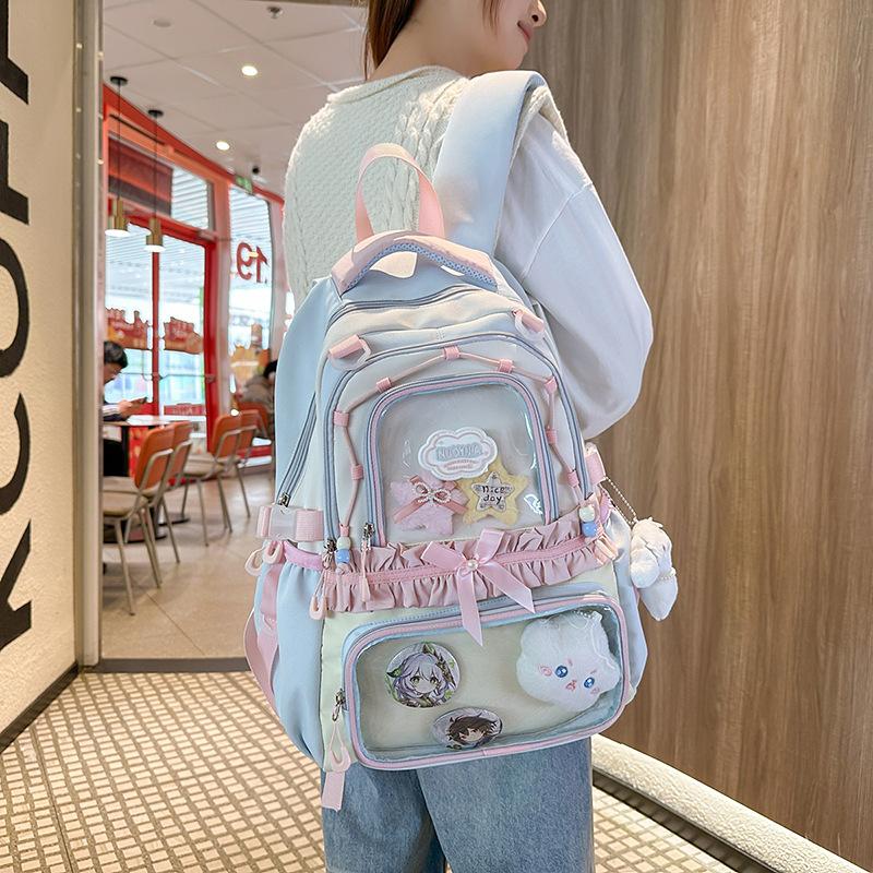 Schoolbag Schoolbag Female Pain Bag Transparent Japanese Backpack Junior High School Student Lightweight Primary School Backpack Longxiang Backpack