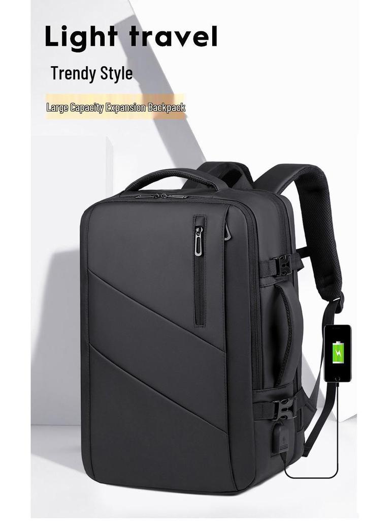 High-End Leather Film Water-Repellent Business Backpack with Large Capacity