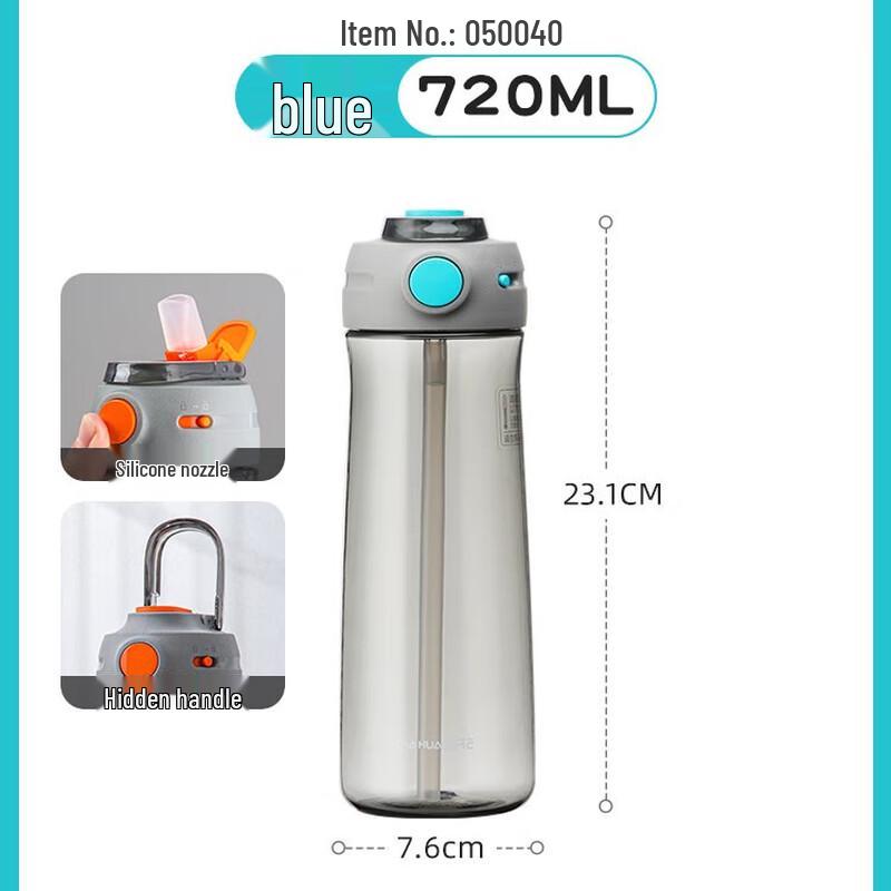 Camellia 720ml Stainless Steel Polka Dot Water Bottle with Straw