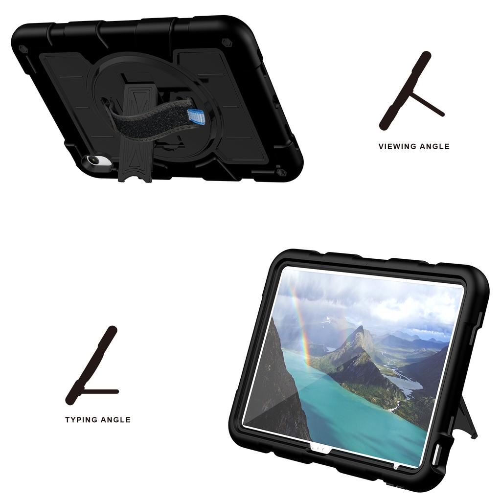 With Shoulder Strap Heavy Duty Case For iPad A16 2025 11th 10.9 2022 10th 10.2 2019 2020 2021 7-8-9th Gen. Rotation Stand Cover