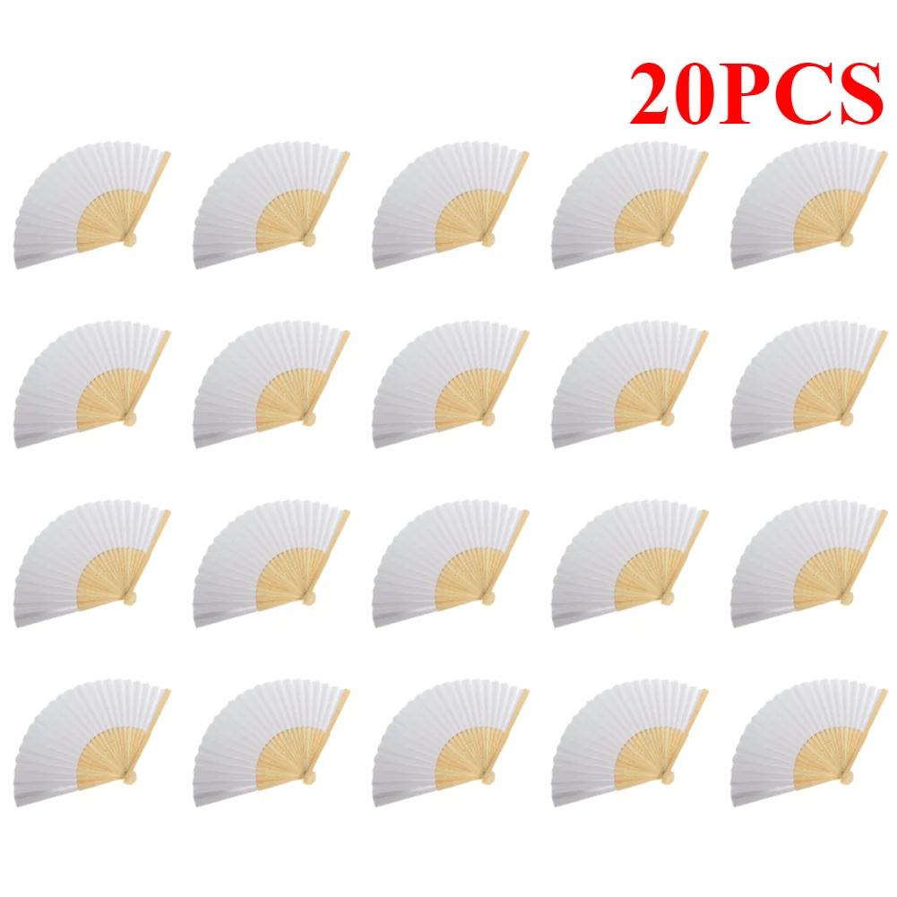 Blank White DIY Paper Decorative Fans Hand Practice Paper Fan Portable Hand-painted Personalized Elegant for Dance Cosplay Props