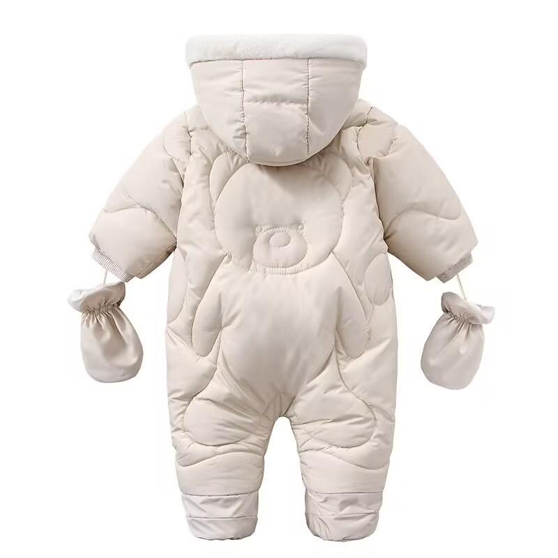 Winter Childrens Thickened Bodysuit Baby Clothes Warm Hooded Fleece Jumpsuit