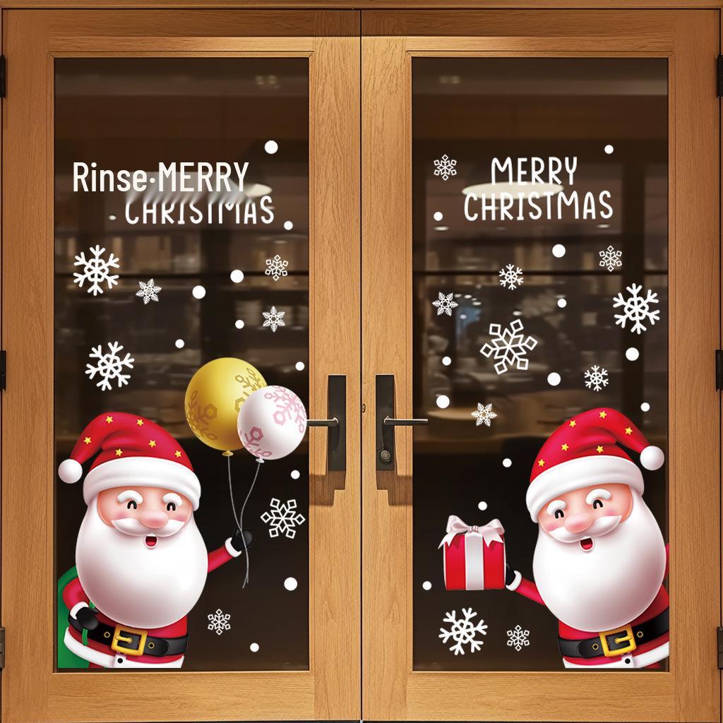 Santa Claus Christmas Static Cling Window & Wall Stickers for Glass Doors