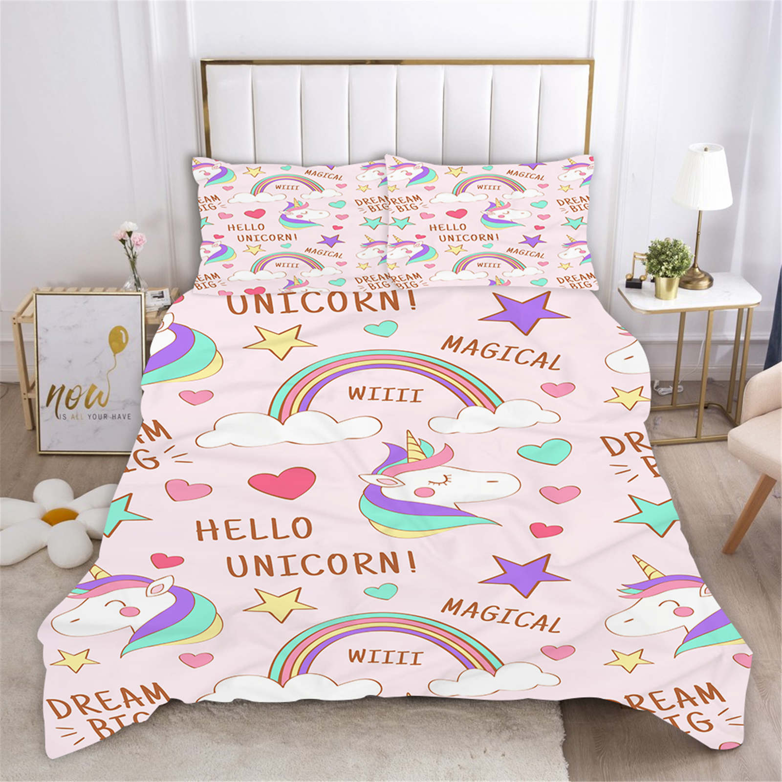 

Comforter Unicorn 3-Piece 1 One Piece Bedding Set Comforte Luxus Exquisite Birthday Gift 100% Polyester Home Decor Comforter (quilt)-EU Single(135*200cm)3pcs