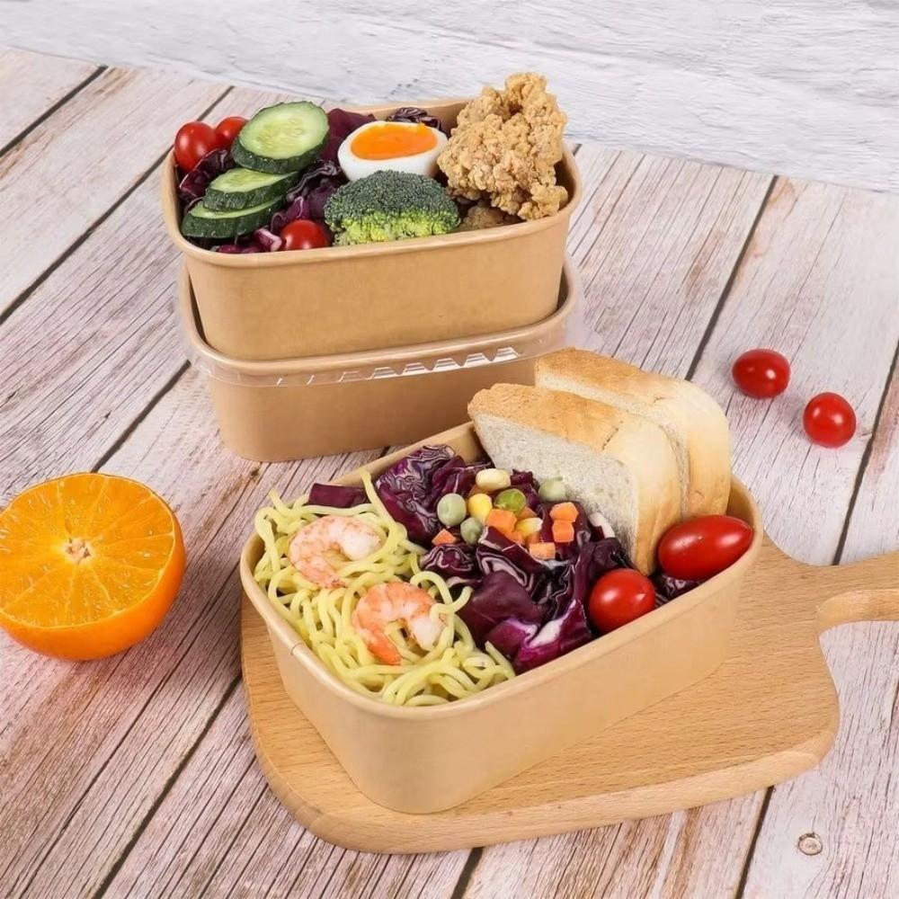 10PCS/Set Square Kraft Paper Lunch Box Paper Food Packing Box Disposable Lunch Box  Household