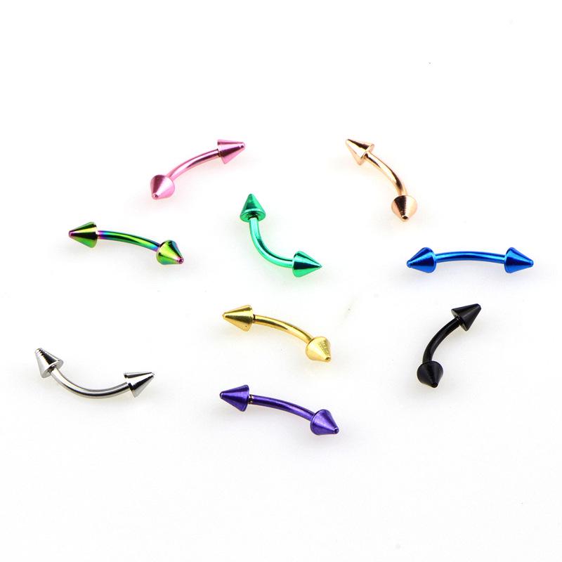 Stainless Steel Double-Headed Curved Banana Bar Eyebrow Piercing with Cone Stud
