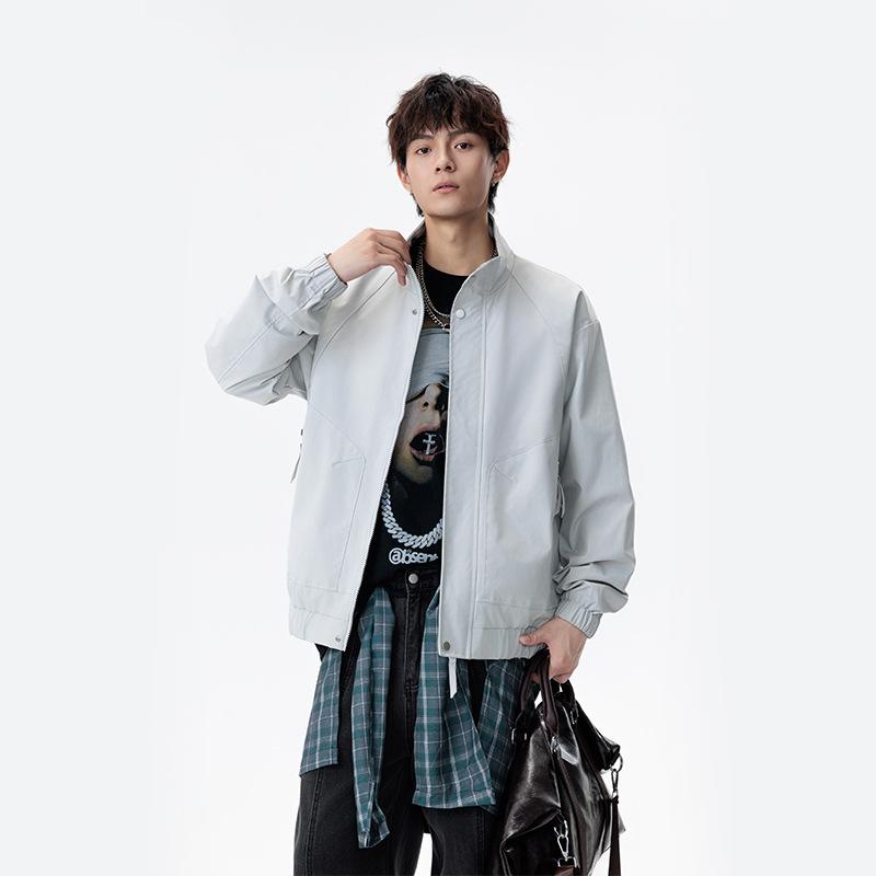 Jacket Youth New Spring and Autumn Fashion Versatile Cool Stylish Simple Stand-up Collar Men's Workwear Outerwear Top Trendy Men