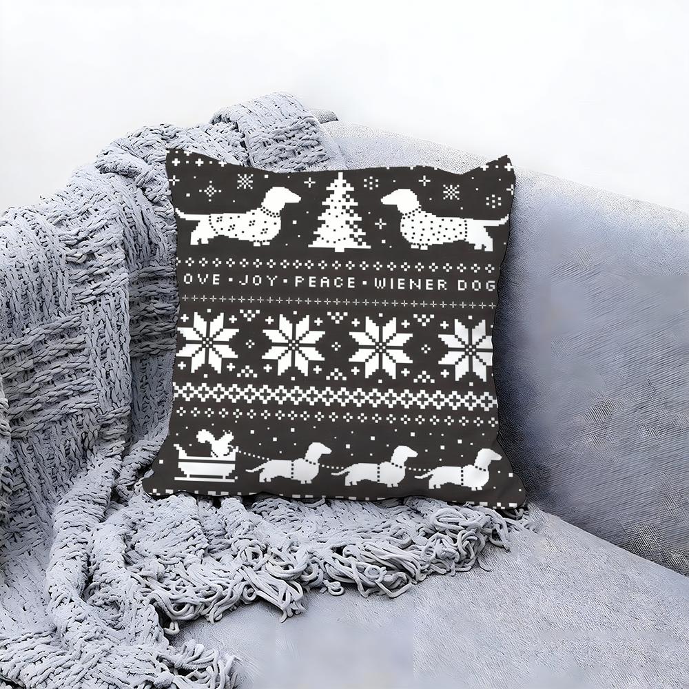 Warm Fair Isle Pattern Knit Cushion Cover Premium Comfort Reversible Pillow Cove Two in One Design for Any Room Car Interior
