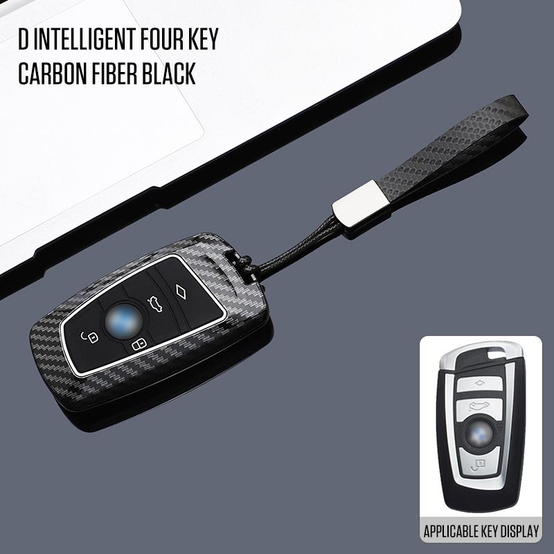 ABS Carbon Style Car Key Case Cover Fob Keychain for BMW 7 Series X7 I7 IX 740LI Alcantara Remote Protection Shell Skin Holder