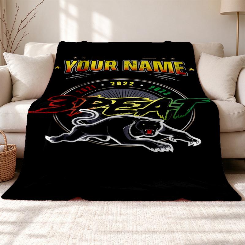Penrith Panthers Customizable Name Outdoor Blanket Soft Cozy and Warm Multi-purpose Office Blanket Outdoor Camping and Travel Blanket All