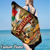 Custom Name Portugal Landscape Beach Towel - Soft, Ultra-Absorbent Microfiber, Lightweight, Perfect for Beach, Parties, Travel, Camping