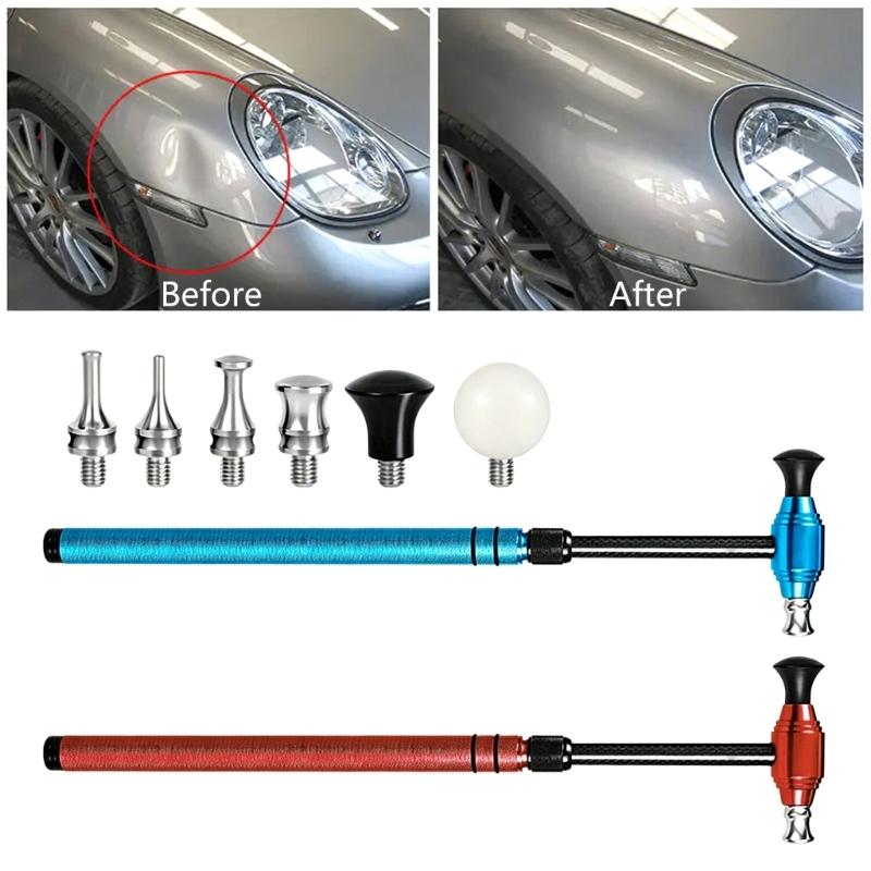 Lightweight Handle Body Repair Tool Set with Extendable Reach and Head Forms for Bodywork and Detail Work