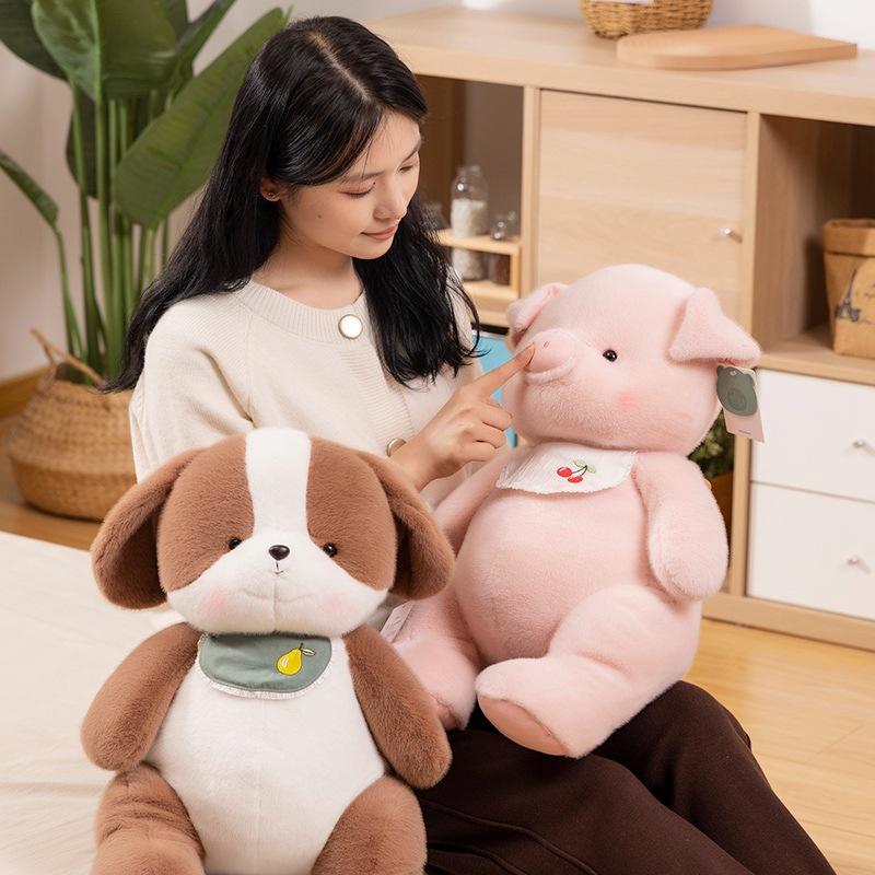 Cute cute little animals bear pig doll plush toy puppy rabbit doll girl soothing rag doll