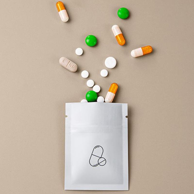 30Pcs Mini Pill Dispenser Bags Portable Travel Self-Sealing Waterproof Storage Organization Thickened Aluminum Foil Medicine Bag