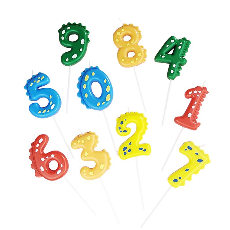 Baby Dinosaur Digital Birthday Candle Smokeless 0-9 Year Old Cute Candy Color Digital Candle Wholesale