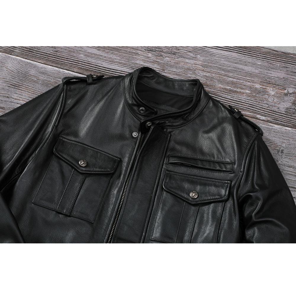 Chinese Size Men Leather Jacket Style Genuine Cowhide Coat Soft Slim Fit Spring