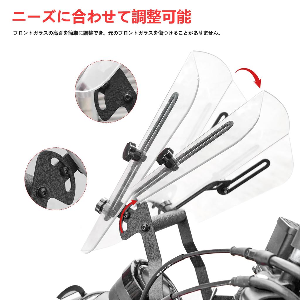 Motikvans Hunter Cub Screen Windshield for CT125 Motorcycles with Mirror Mount, Adjustable Height and Angle Windshield, Custom Parts for Hunter Cub