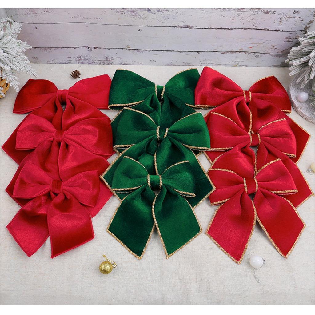 Holiday Decoration Bow Adjustable Velvet Hanging Ornament Decorative Hanging Ornament Soft Velvet Christmas Bow For Christmas