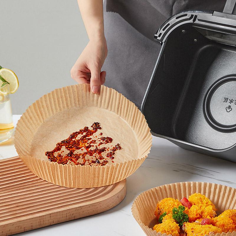 Air Fryer Papper Engångs Kök Bakning Airfryer Mat Non-stick Airfryer Bakpapper Runda Fyrkantiga Air-Fryer Pappersinsatser