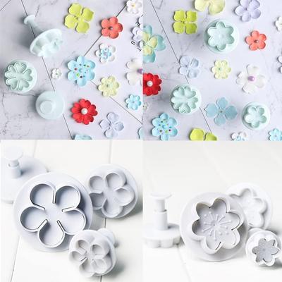 3/4 Pieces Peach Blossom Shape Biscuit Cutters Cookie Stamps Plunger Cutter Fondant Molds Embossing Spring Mold Baking Tool