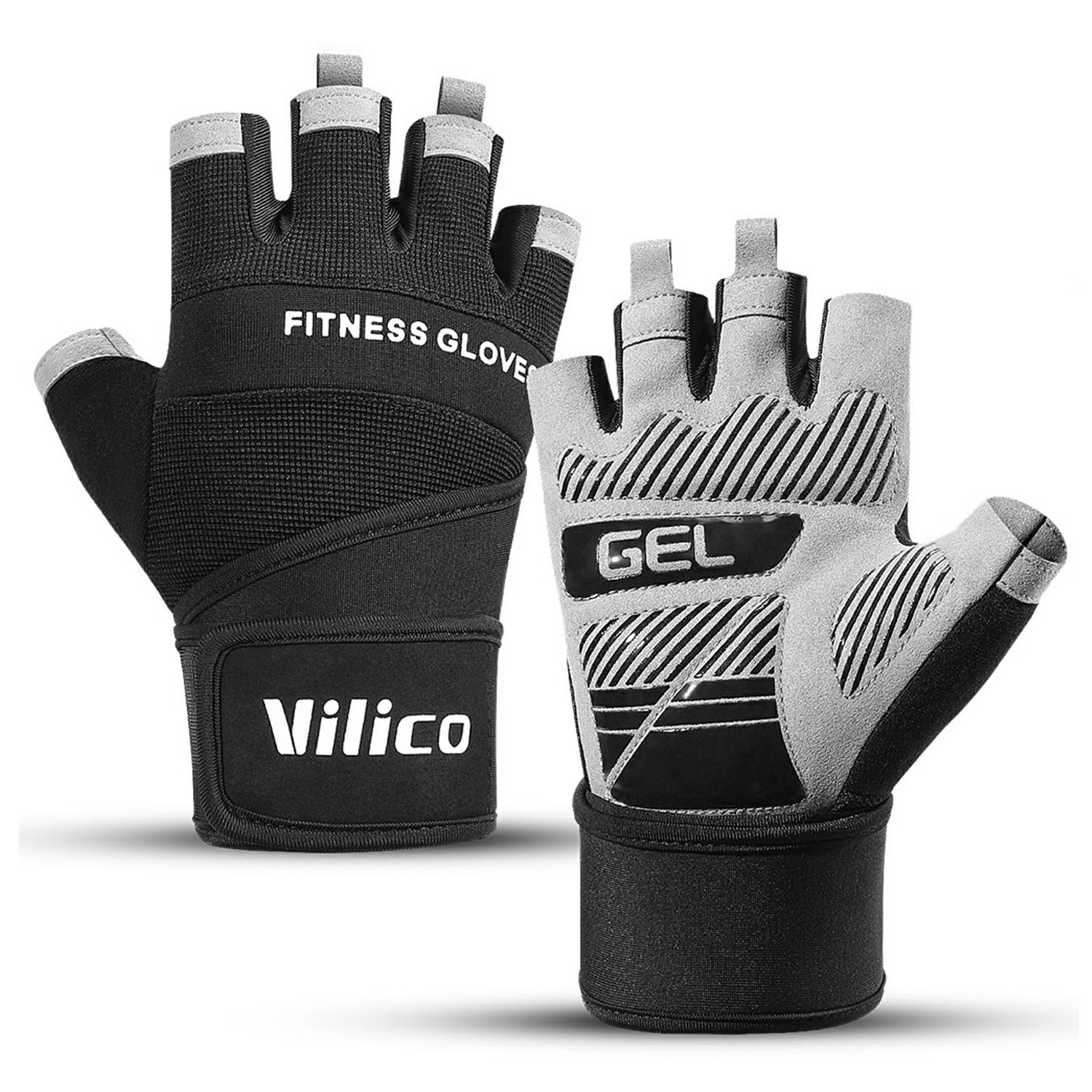 

VILICO A0146 Fitness Half Finger Gloves Extended Wrist Strap Anti Slip Weightlifting Dumbbell Training Gloves F