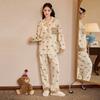 Vernis pajamas women's pure cotton spring and autumn animal print cute outer wear ice porcelain cotton loungewear long sleeve suit