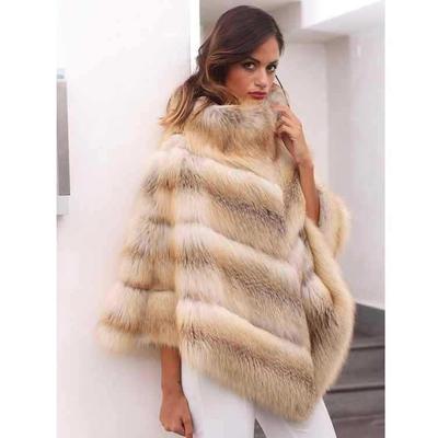 Manteau Châle en Fourrure de Renard Casual Hivernal Européen et Américain pour Femme