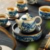 225ml Traditional Ru Kiln Blue And White Dragon Pattern  Ceramic Teapot Dragon Egg Tea Pot Tea Infuser Kettle Kung Fu Tea Set
