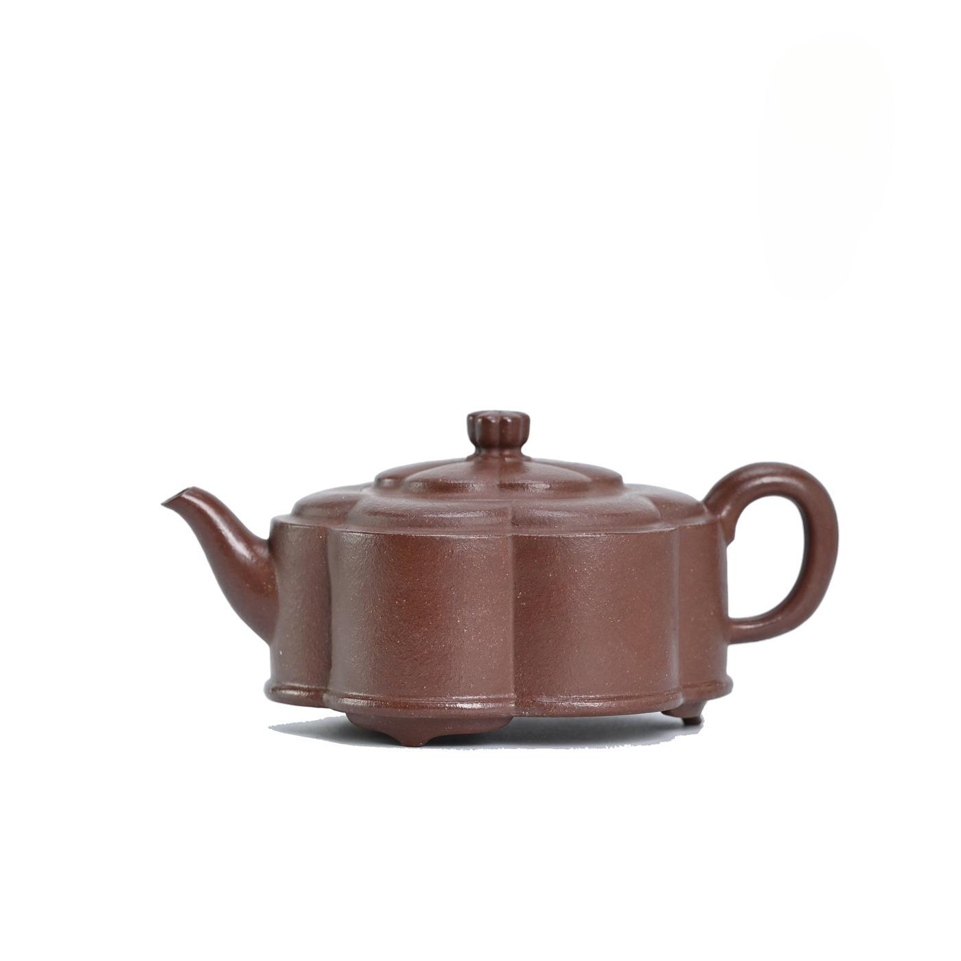 

200ml Vintage Yixing Purple Clay Teapots Handmade Ribbed Flower Buds Pot Raw Ore Downhill Mud Kettle Chinese Zisha Tea Set Gift