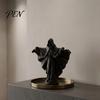 Durable Matte Black Decor 3D Printed Skeleton Figurine with Cloak, Gothic Statue, Spooky Tabletop Mysterious Character Sculpture Robe, Faceless