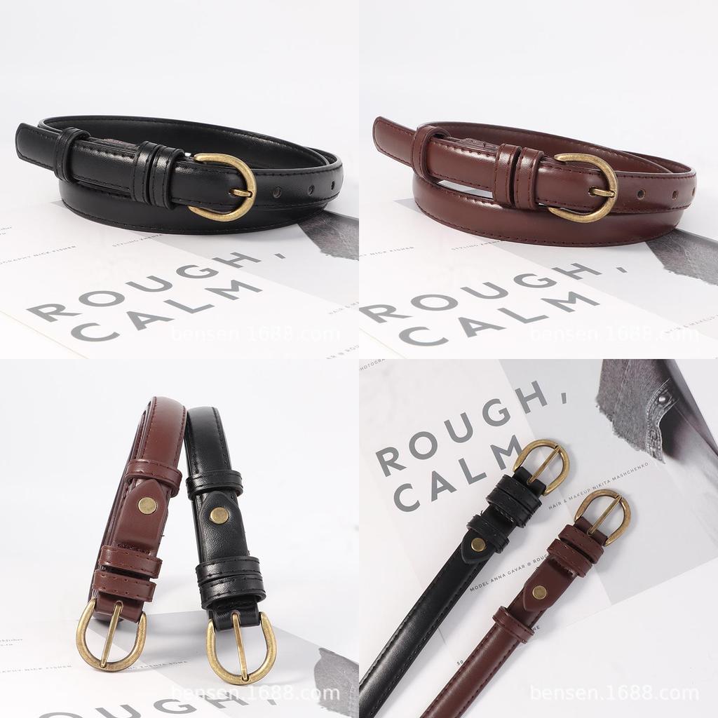 Elegant Womens Thin Pu Leather Belt With Metal Pin Buckle For Business And Casual Outfits