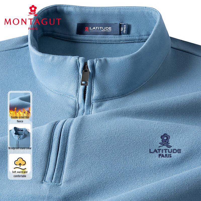 MONTAGUT Herren Stehkragen Doppelseitiges Fleece Sweatshirt