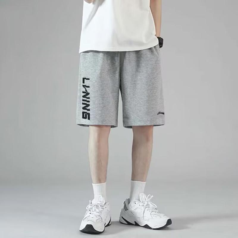 Li Ning Sports Fashion Series Logo Letter Pullover Short Sleeve T-Shirt Mid Waist Five-Point Shorts Casual Sports Set Unisex Set AHSU835-1+AKSU747-2