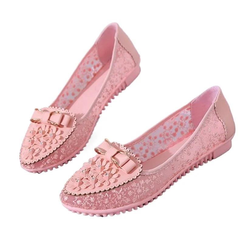 Shoes for Women 2025 New Summer Breathable Solid Vulcanized Shoes Floral Embroidery Bowknot Loafers Non-slip Flower Sneakers