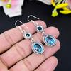 Swiss Blue Topaz Gemstone Handmade 925 Sterling Silver Earring 2.56" KG-416